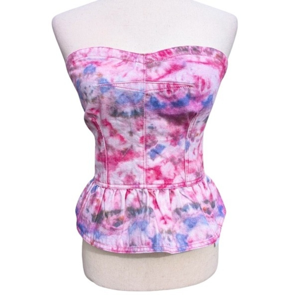 NWT Isabel Marant‎ Etoile Solizinia Tie Dye Peplum Corset Top Mulberry Size 36 - Picture 2 of 10